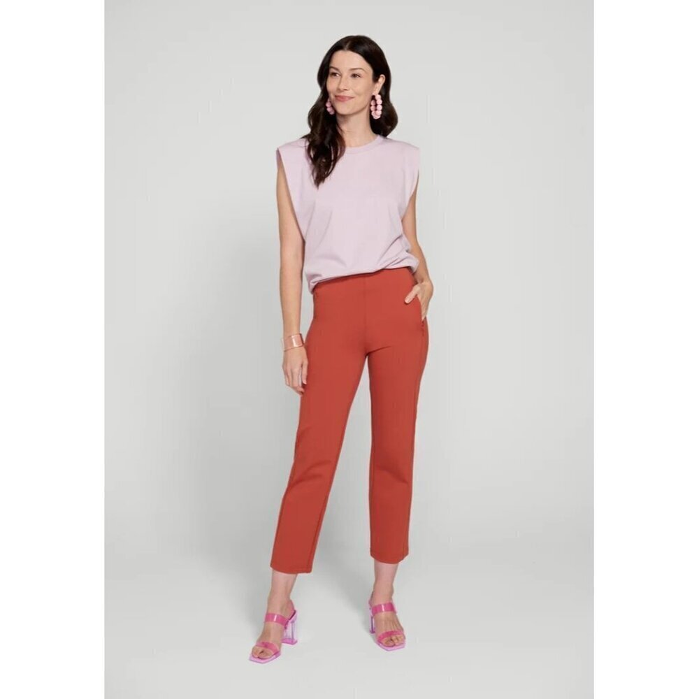 Betabrand Women's Monroe Crop Trouser Burnished Coral Size PXL NEW